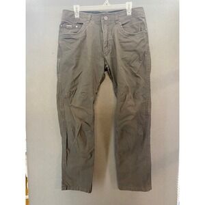 KUHL Mens 34x30 Khaki Canvas Outdoor Hiking Cargo Pants Flex Relaxed Fit